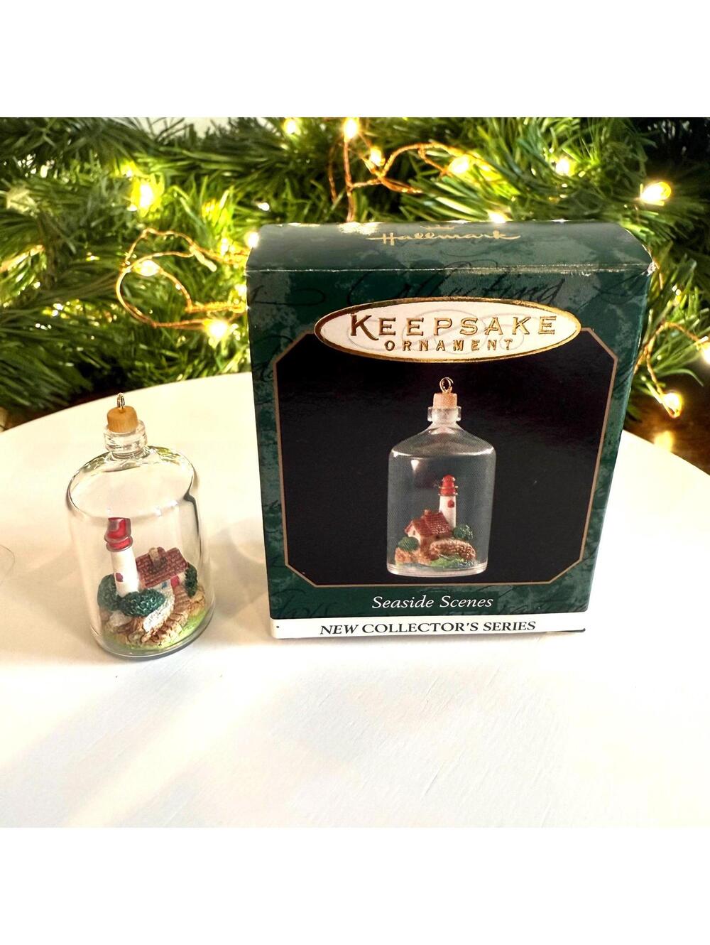 Seaside Scene - Lighthouse in a Bottle - Hallmark Miniature Ornament - 1999